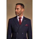 Caridi - Traje de hombre de dos piezas azul marino con doble botonadura