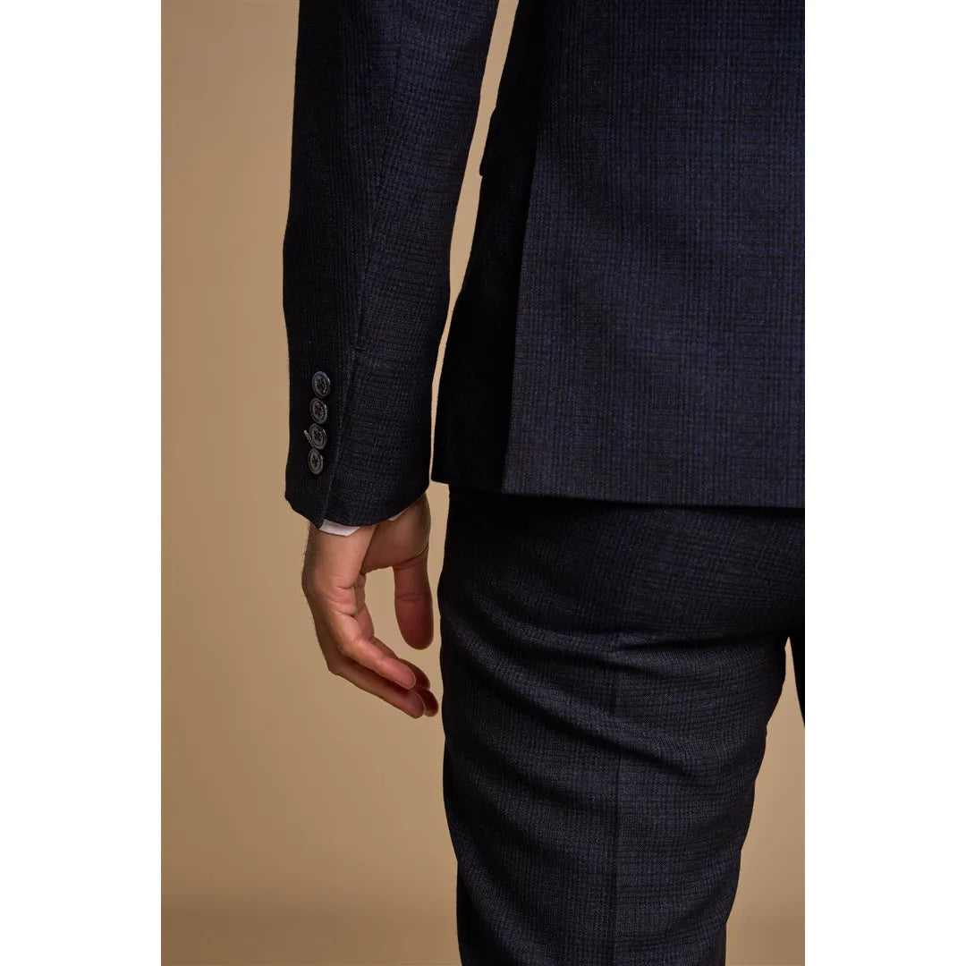 Caridi - Traje de hombre de dos piezas azul marino con doble botonadura