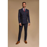 Caridi - Traje de hombre de dos piezas azul marino con doble botonadura