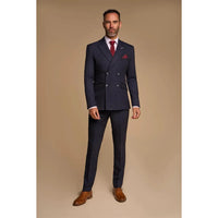 Caridi - Traje de hombre de dos piezas azul marino con doble botonadura
