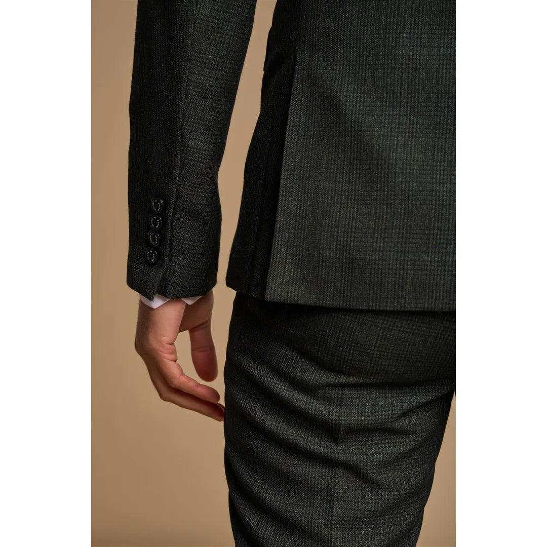 Caridi - Traje cruzado de dos piezas para hombre en color verde oliva