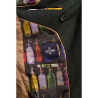Caridi - Traje cruzado de dos piezas para hombre en color verde oliva