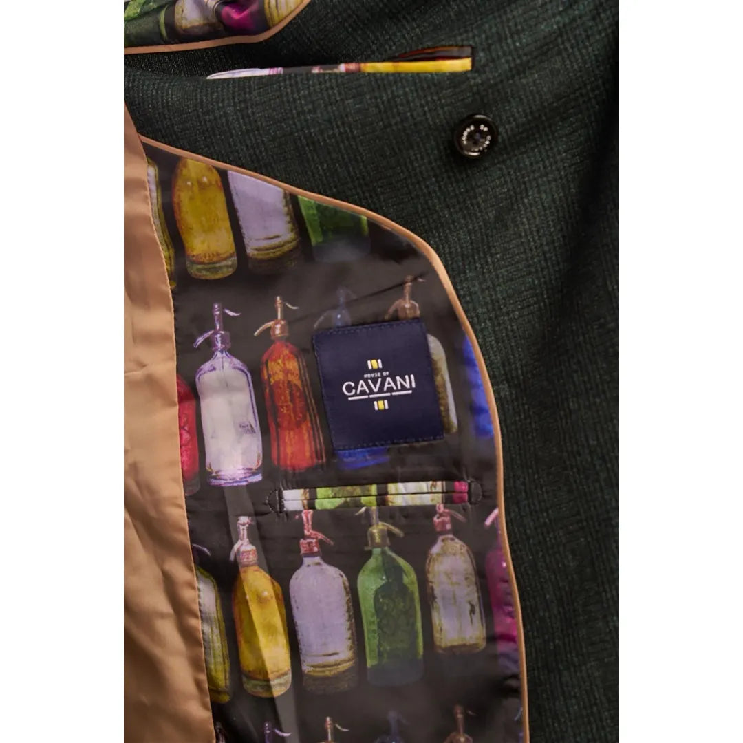 Caridi - Traje cruzado de dos piezas para hombre en color verde oliva