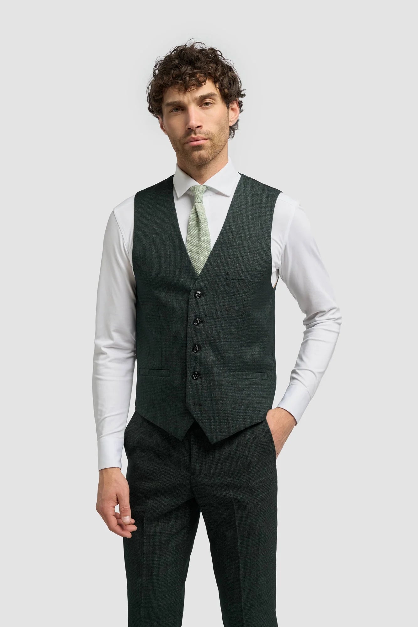 Caridi - Chaleco de tweed verde oliva para hombre