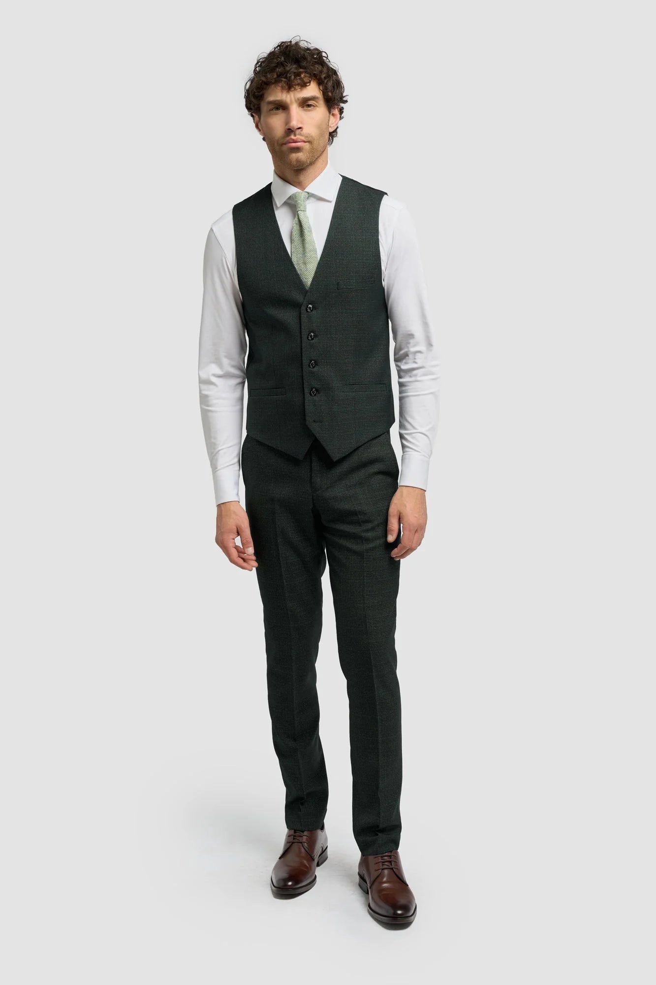 Caridi - Chaleco de tweed verde oliva para hombre