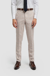 Caridi - Pantalones de boda de tweed beige para hombre