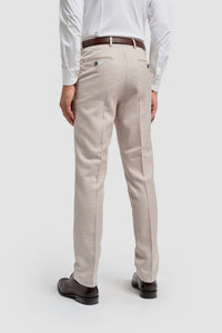 Caridi - Pantalones de boda de tweed beige para hombre