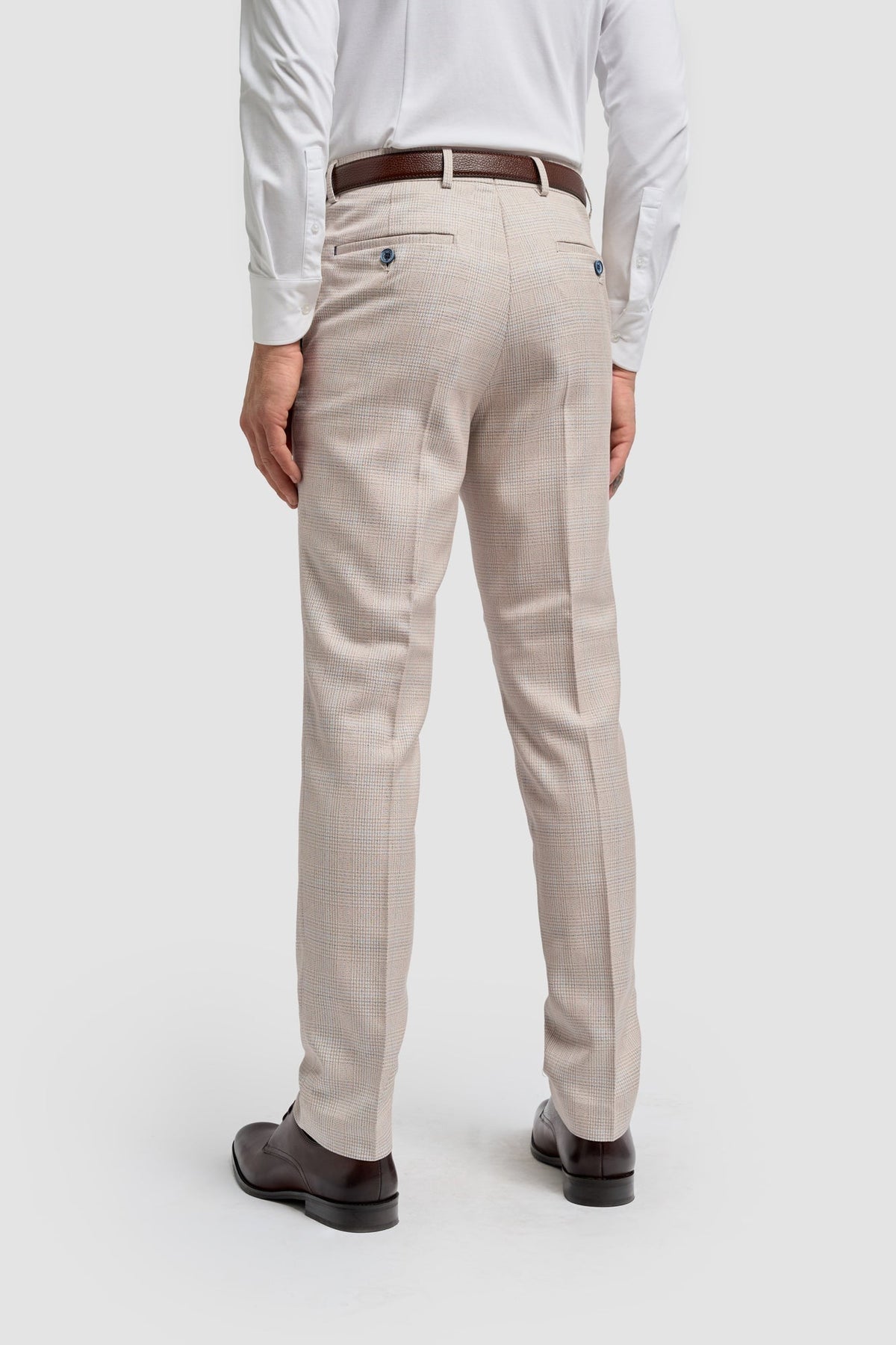 Caridi - Pantalones de boda de tweed beige para hombre