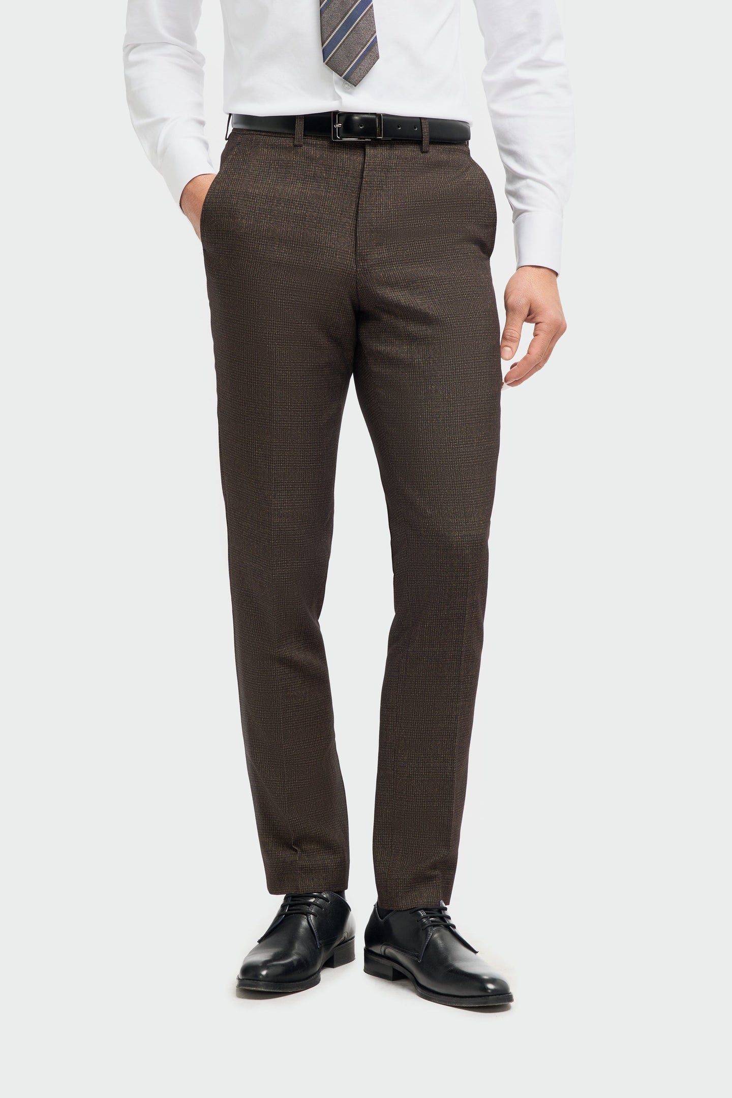 Caridi - Pantalones de tweed marrón para hombre