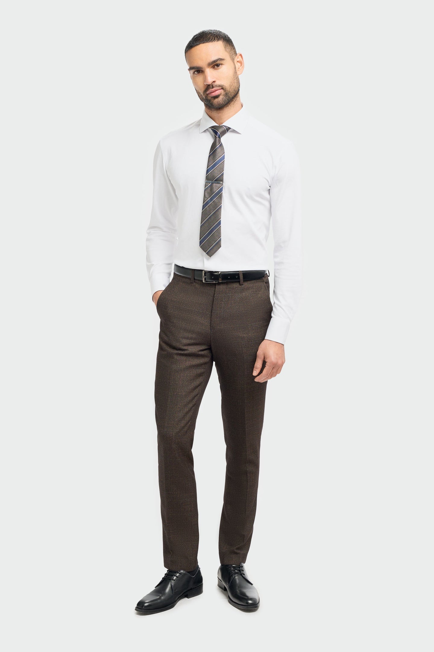 Caridi - Pantalones de tweed marrón para hombre