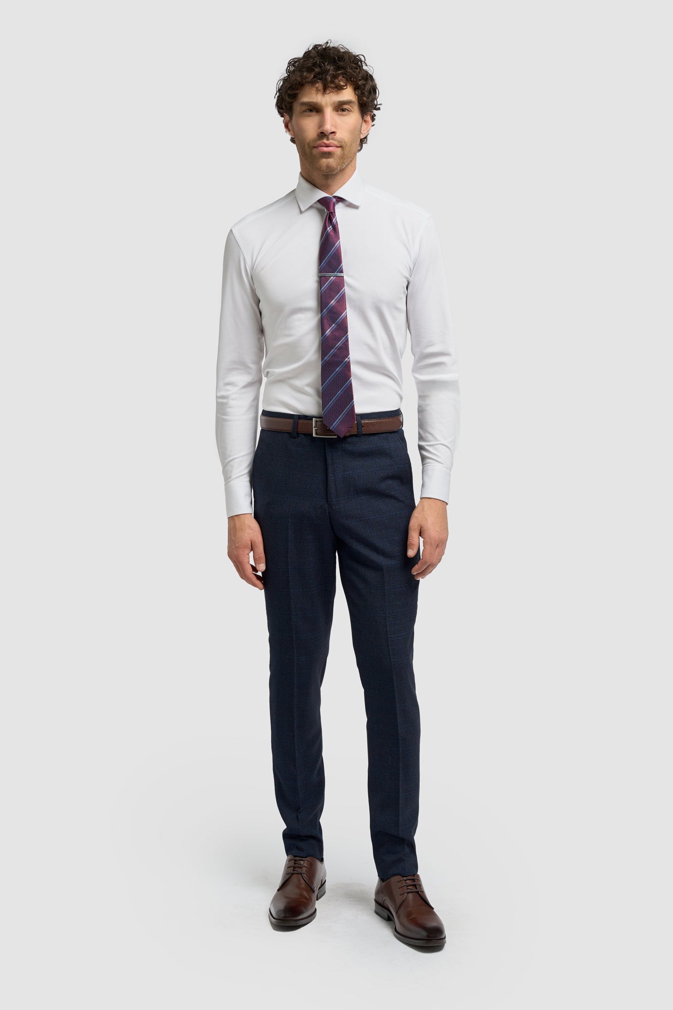Caridi - Pantalones de tweed azul marino para hombre