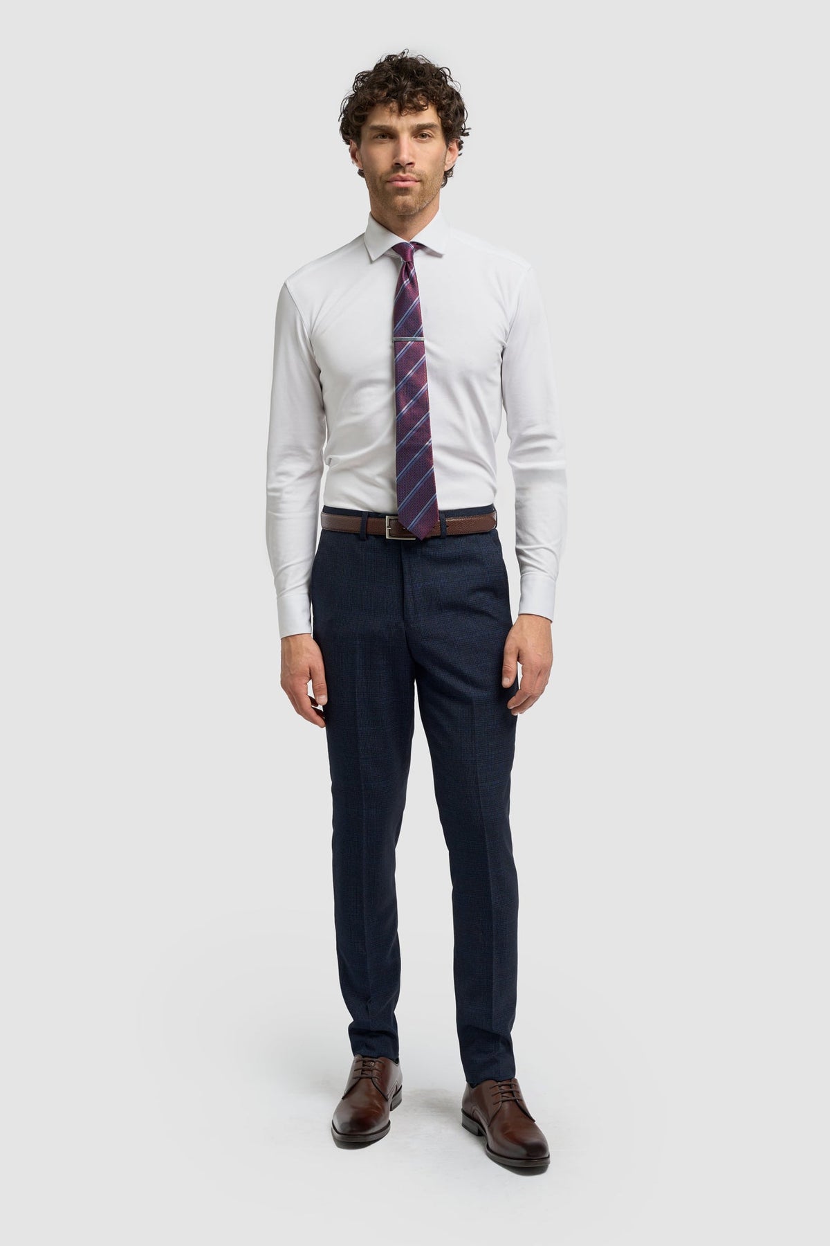 Caridi - Pantalones de tweed azul marino para hombre