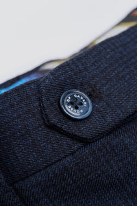 Caridi - Pantalones de tweed azul marino para hombre