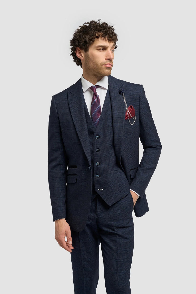 Caridi - Blazer de tweed azul marino para hombre