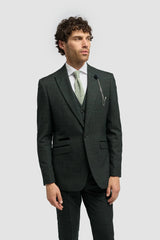 Caridi - Blazer de tweed verde oliva para hombre