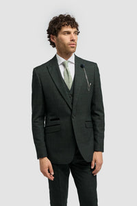 Caridi - Blazer de tweed verde oliva para hombre