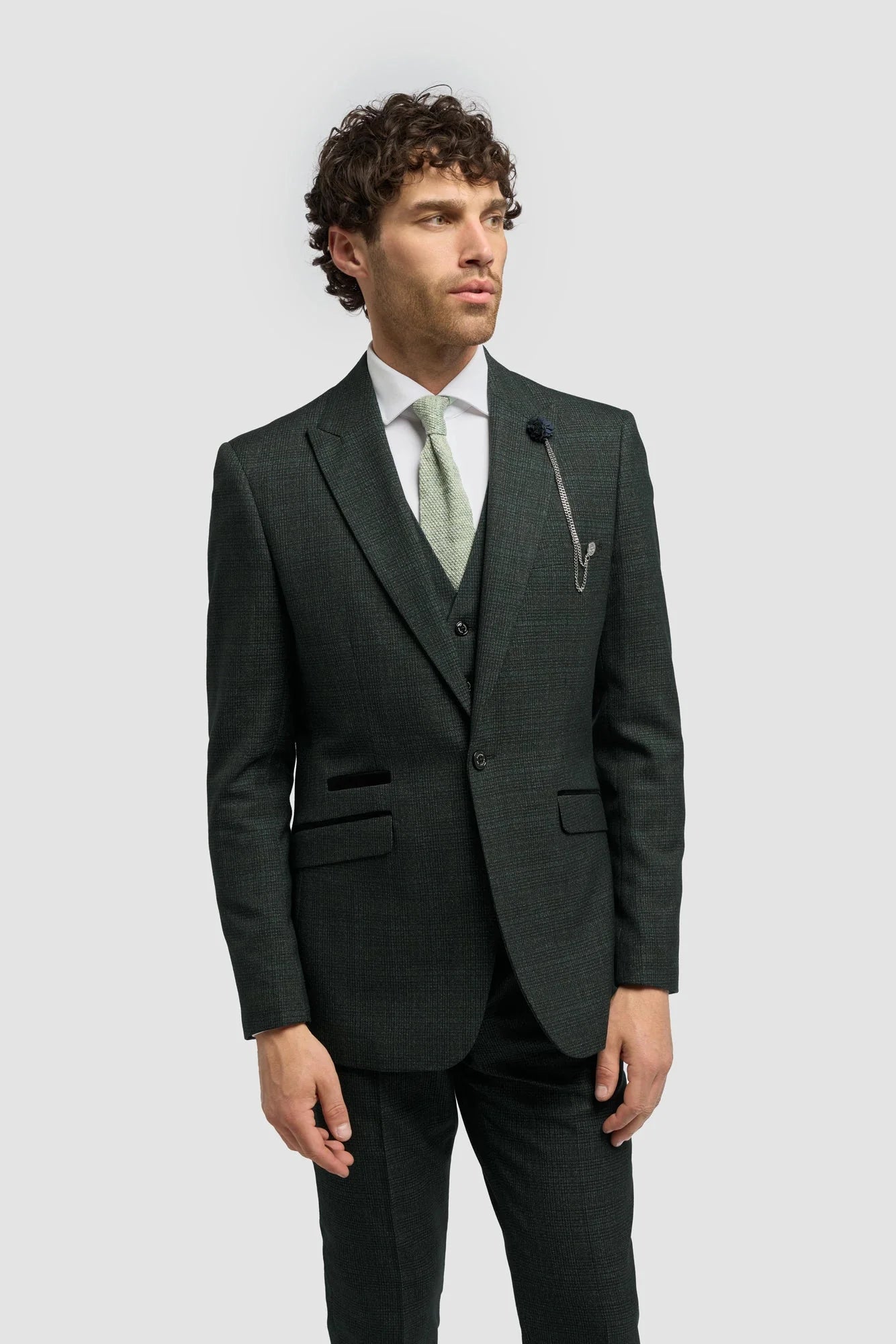 Caridi - Blazer de tweed verde oliva para hombre