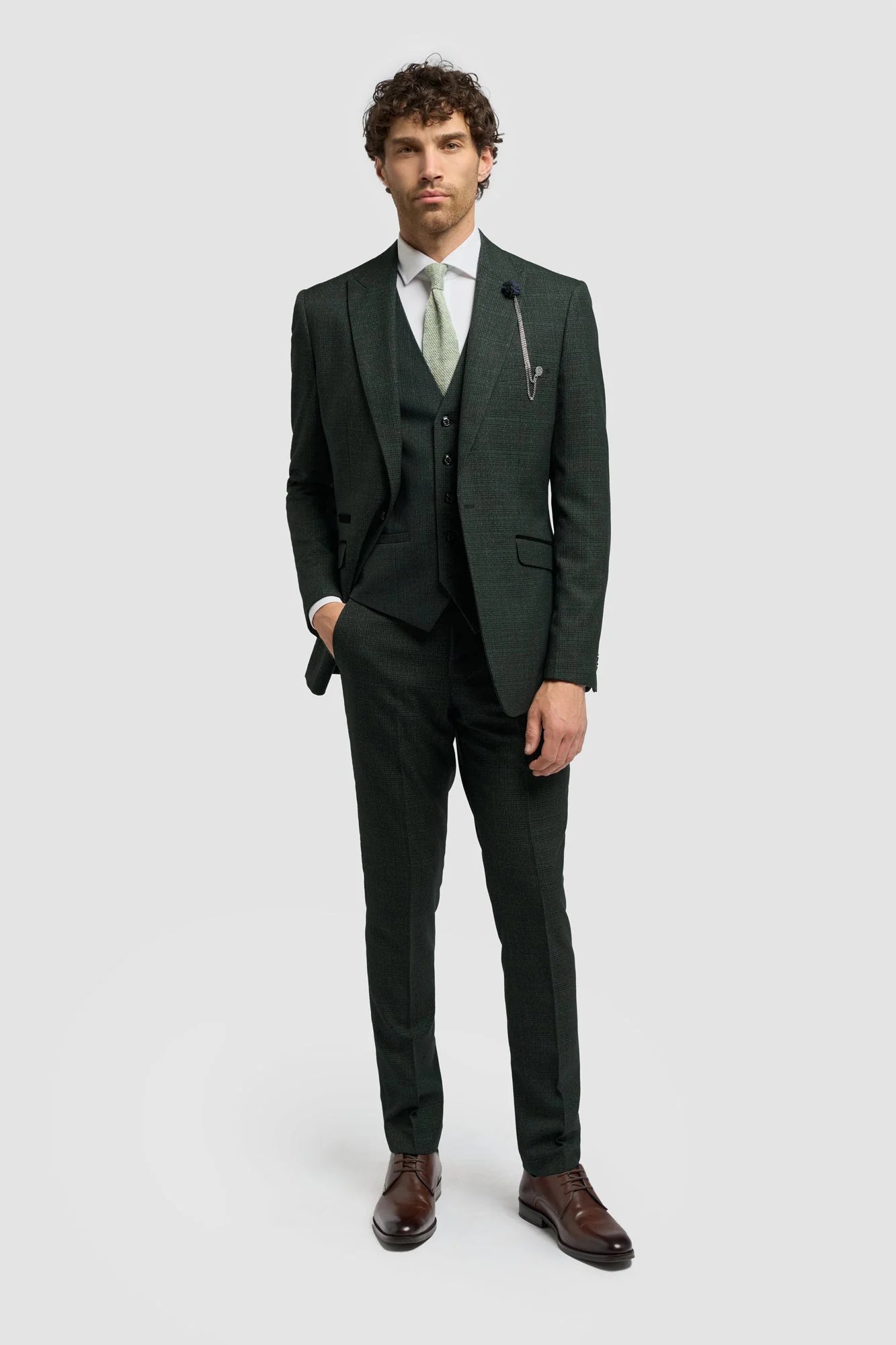 Caridi - Blazer de tweed verde oliva para hombre
