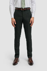 Caridi - Pantalones de tweed verde oliva para hombre