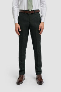 Caridi - Pantalones de tweed verde oliva para hombre