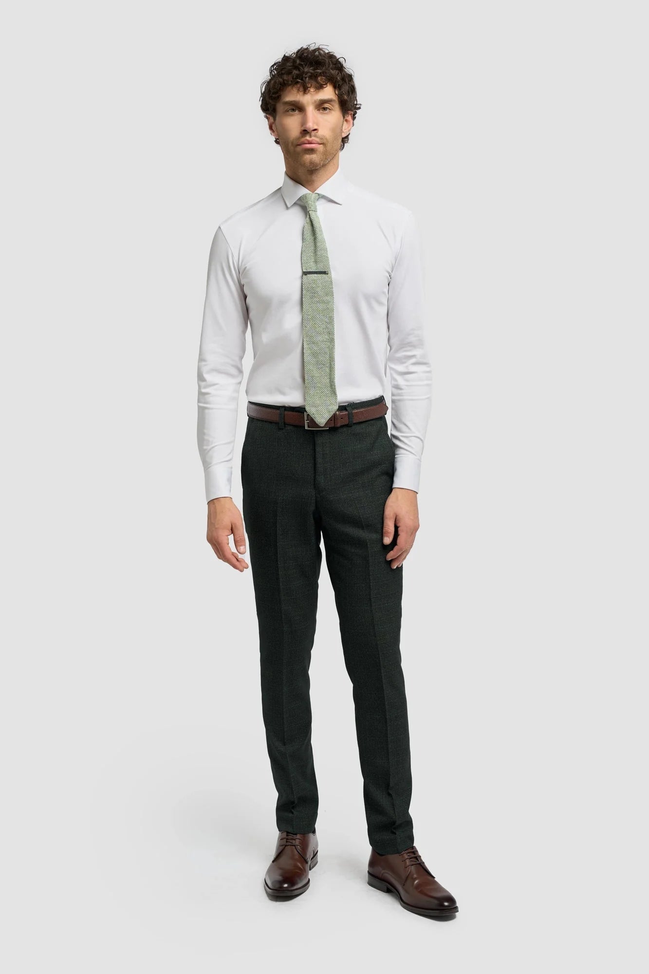 Caridi - Pantalones de tweed verde oliva para hombre