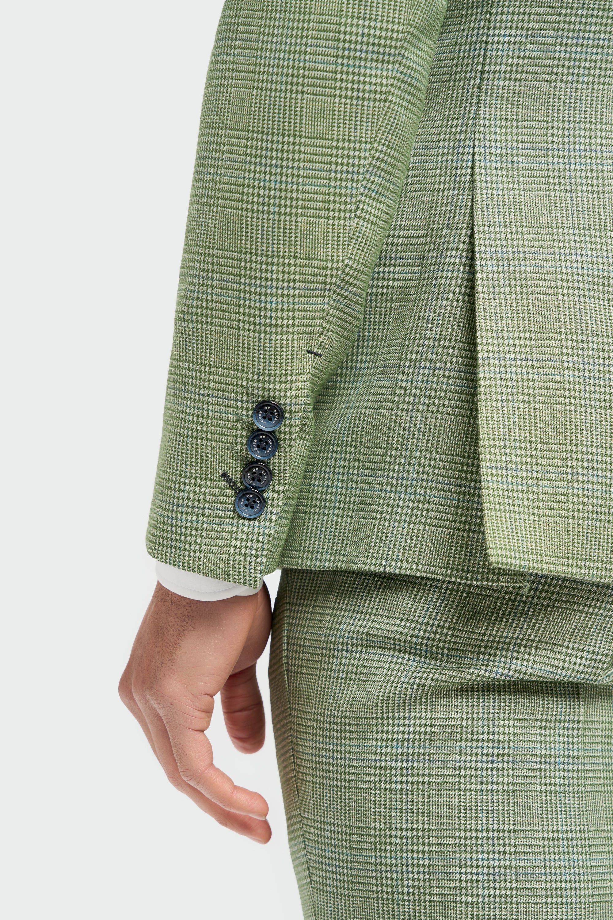 Caridi - Blazer de corte entallado a cuadros verde salvia para hombre