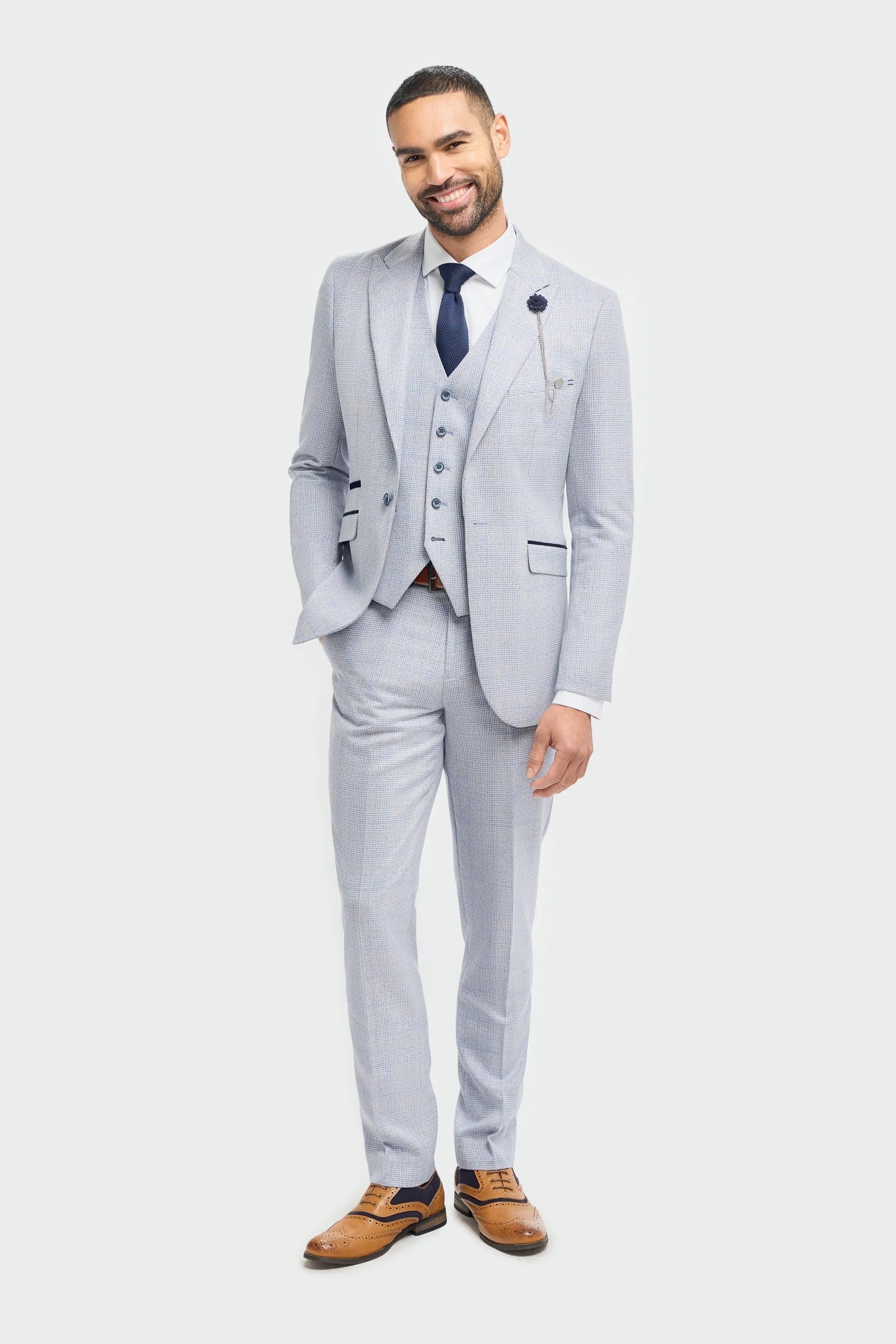 Caridi - Blazer de boda azul claro para hombre