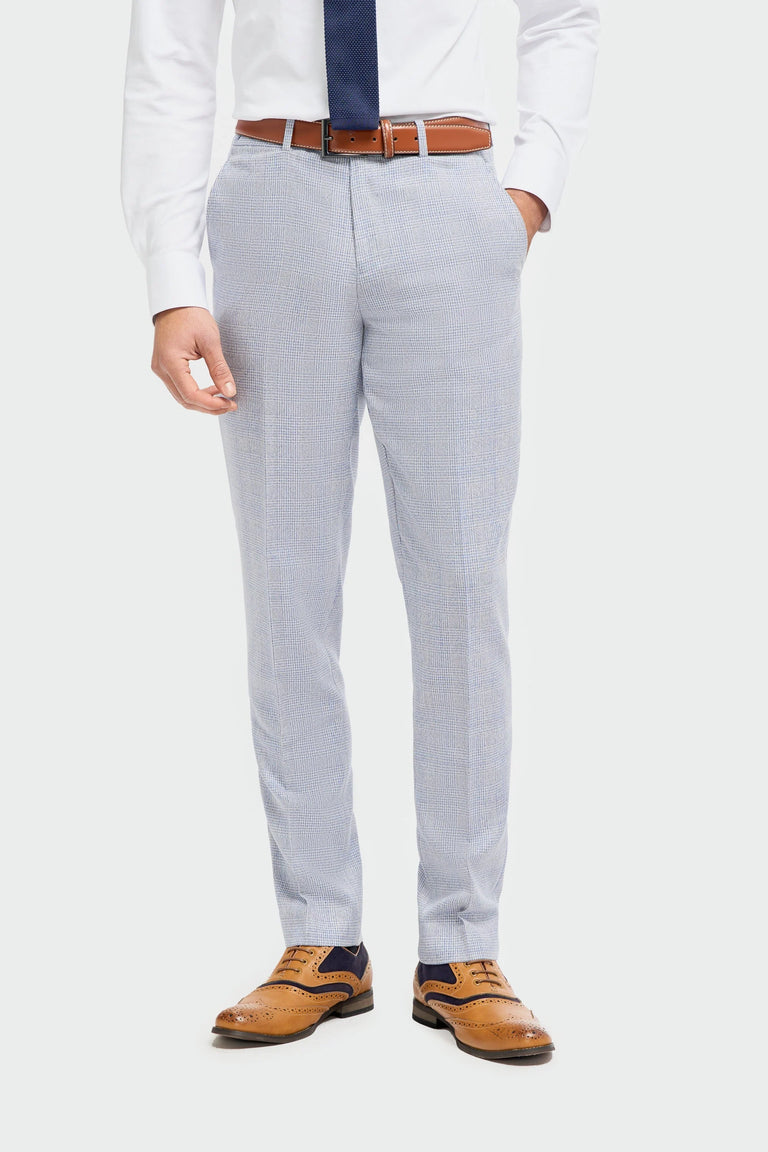 Caridi - Pantalones de boda azul claro para hombre