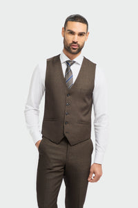 Caridi - Chaleco de tweed marrón para hombre
