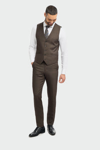 Caridi - Chaleco de tweed marrón para hombre