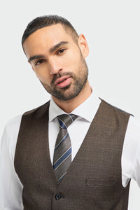 Caridi - Chaleco de tweed marrón para hombre