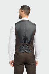 Caridi - Chaleco de tweed marrón para hombre