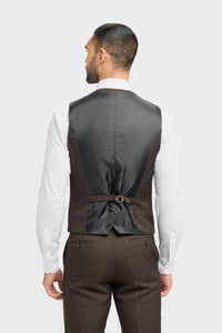 Caridi - Chaleco de tweed marrón para hombre