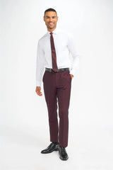 Caridi - Pantalones de hombre a cuadros color burdeos