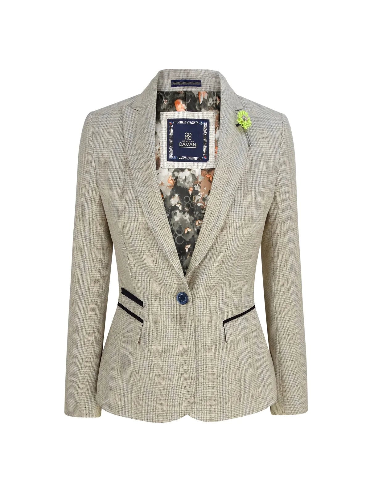 Blazer de tweed color crema para mujer
