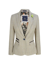 Blazer de tweed color crema para mujer