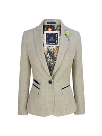 Blazer de tweed color crema para mujer