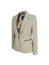 Blazer de tweed color crema para mujer