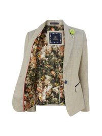 Blazer de tweed color crema para mujer