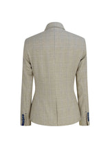 Blazer de tweed color crema para mujer