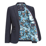 Caridi - Blazer de lana a cuadros azul marino para mujer, estilo años 20