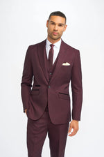 Caridi - Blazer a cuadros burdeos para hombre