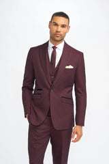 Caridi - Blazer a cuadros burdeos para hombre
