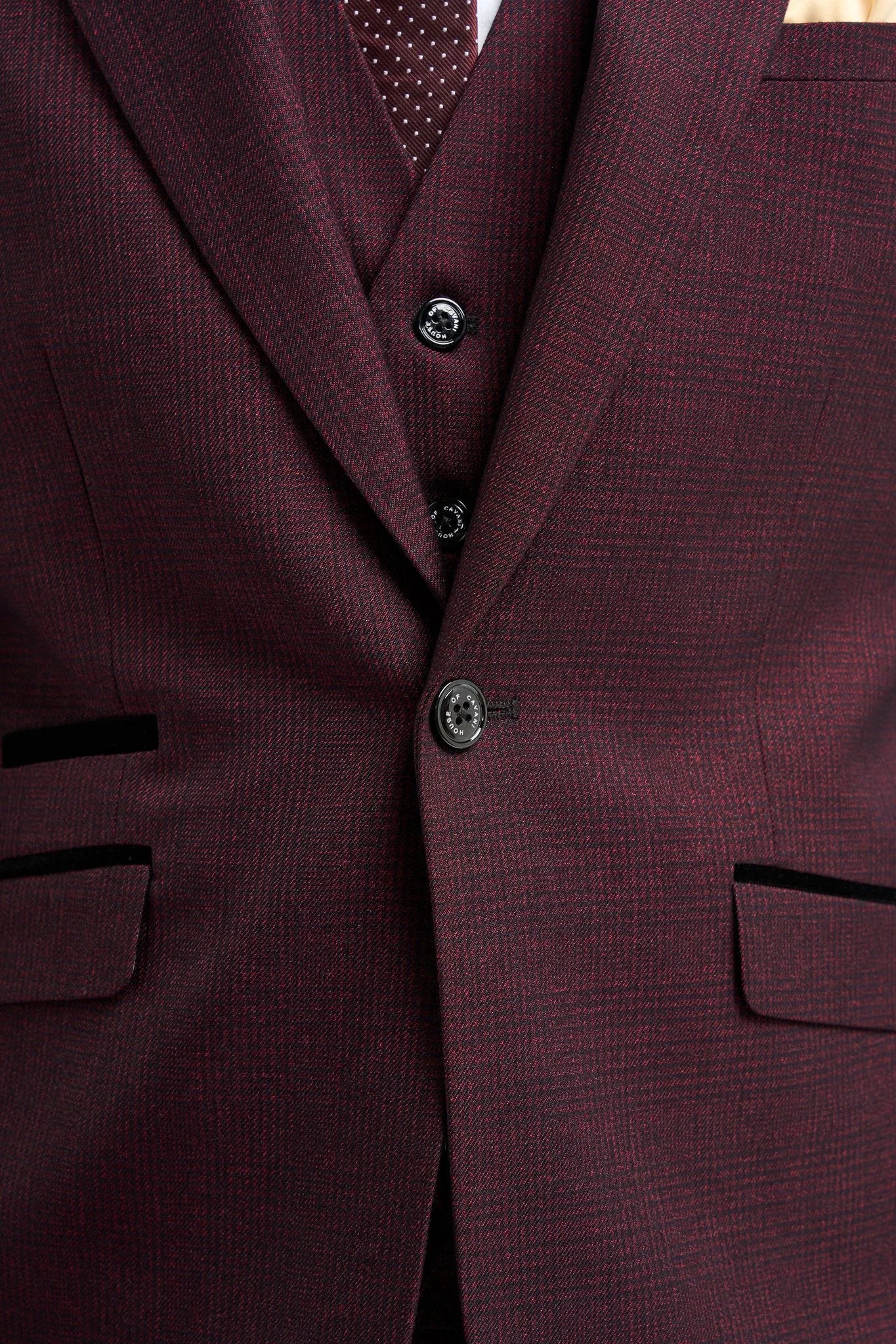 Caridi - Blazer a cuadros burdeos para hombre