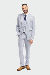 Traje de tres piezas a cuadros para hombre, tweed azul claro, corte entallado, ideal para bodas, estilo Peaky Classic.