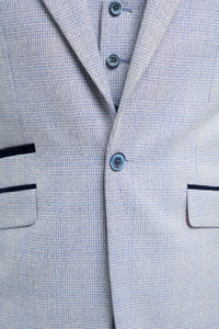 Traje de tres piezas a cuadros para hombre, tweed azul claro, corte entallado, ideal para bodas, estilo Peaky Classic.