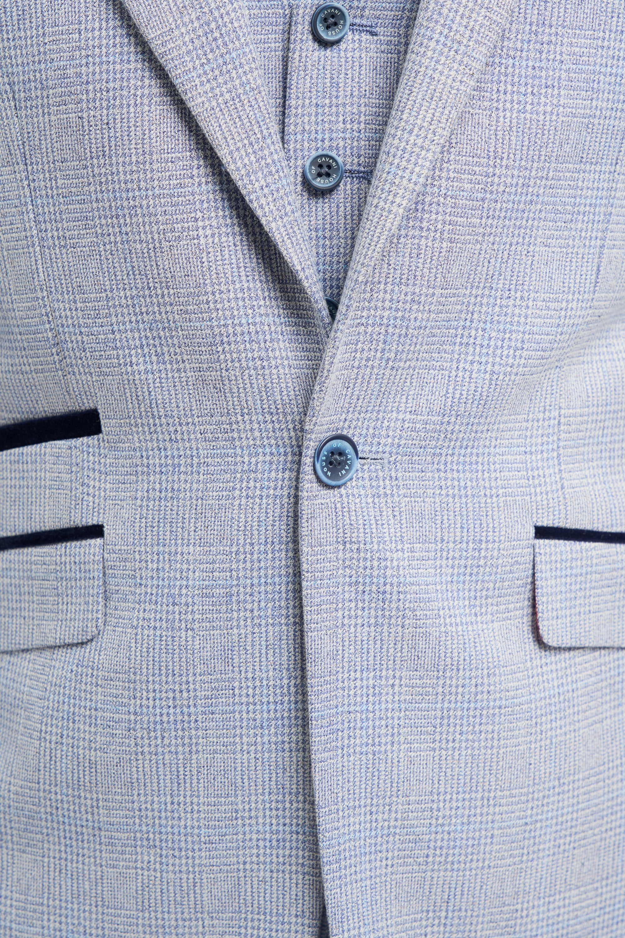 Traje de tres piezas a cuadros para hombre, tweed azul claro, corte entallado, ideal para bodas, estilo Peaky Classic.