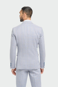 Traje de tres piezas a cuadros para hombre, tweed azul claro, corte entallado, ideal para bodas, estilo Peaky Classic.