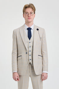 Traje de boda de 3 piezas para hombre color crema - Cavani Caridi