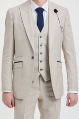 Traje de boda de 3 piezas para hombre color crema - Cavani Caridi